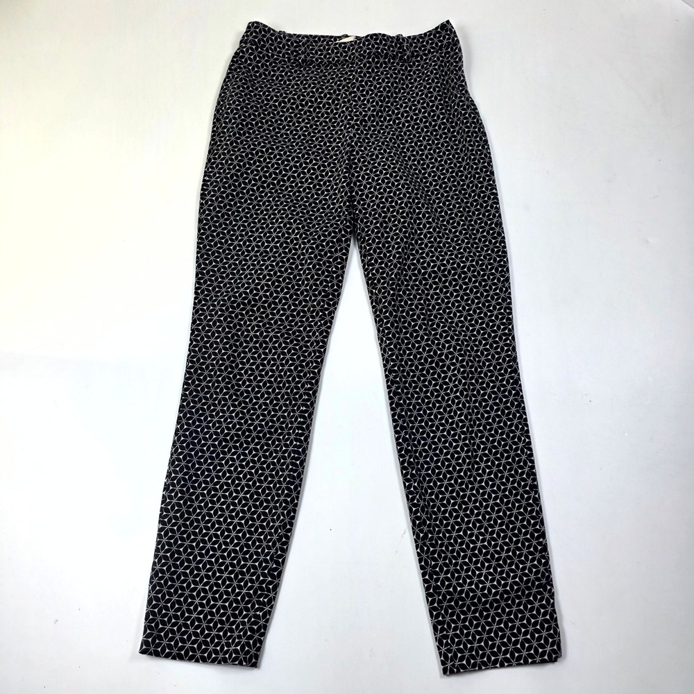 H&M Pants Womens 4 Black Geometric Starburst Tapered Ankle Slim Office Trousers